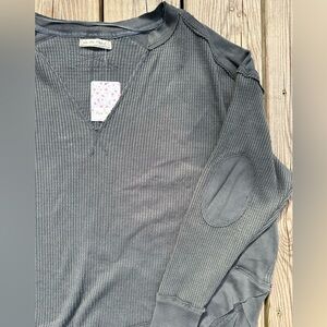 Free People long sleeve waffle knit shirt with elbow pads